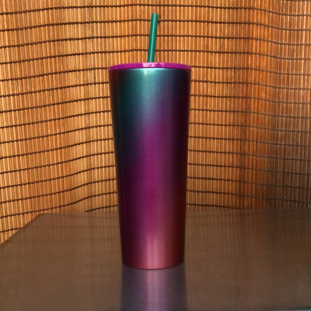 NEW STARBUCKS Steel Ombre Rainbow Swirl Design Collectors Venti 24oz Cold Cup - Picture 6 of 9